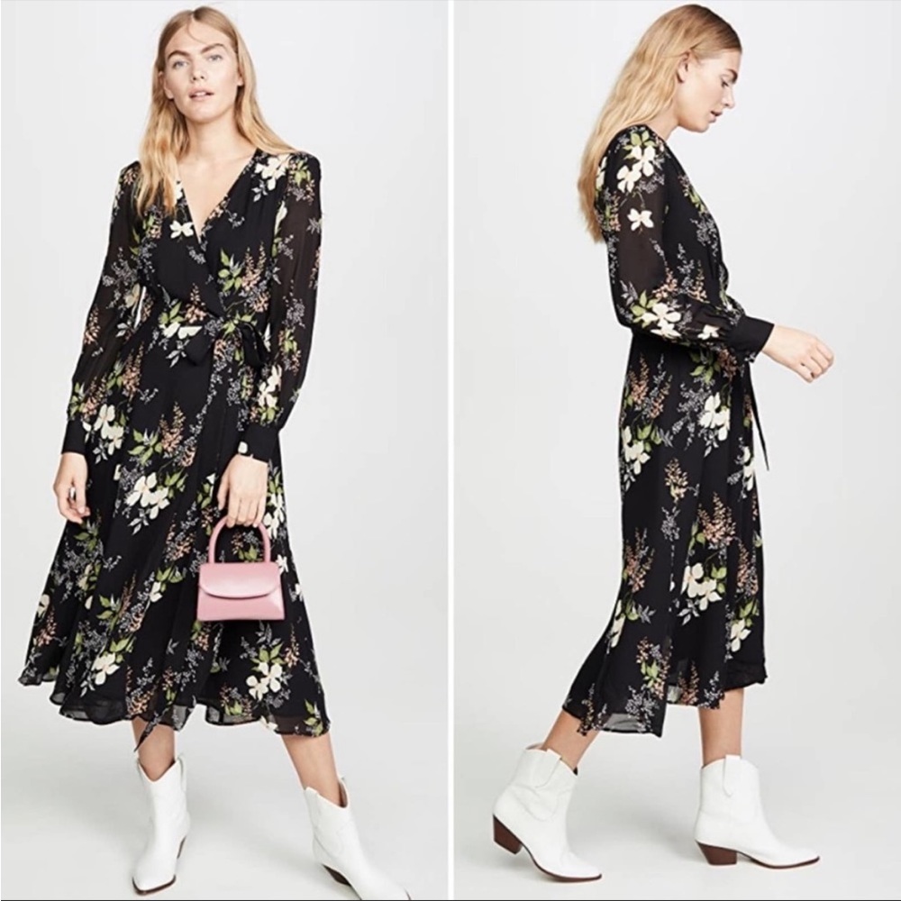 Reformation black floral Susanna dress size medium